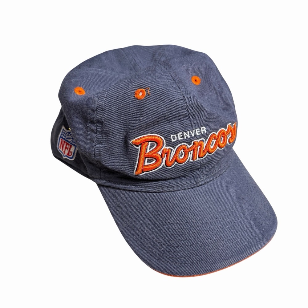 Denver Broncos Reebok NFL Adjustable Strapback Hat Navy Orange Embroidered